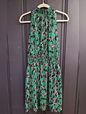 Halter Mockneck Dress with floral pattern